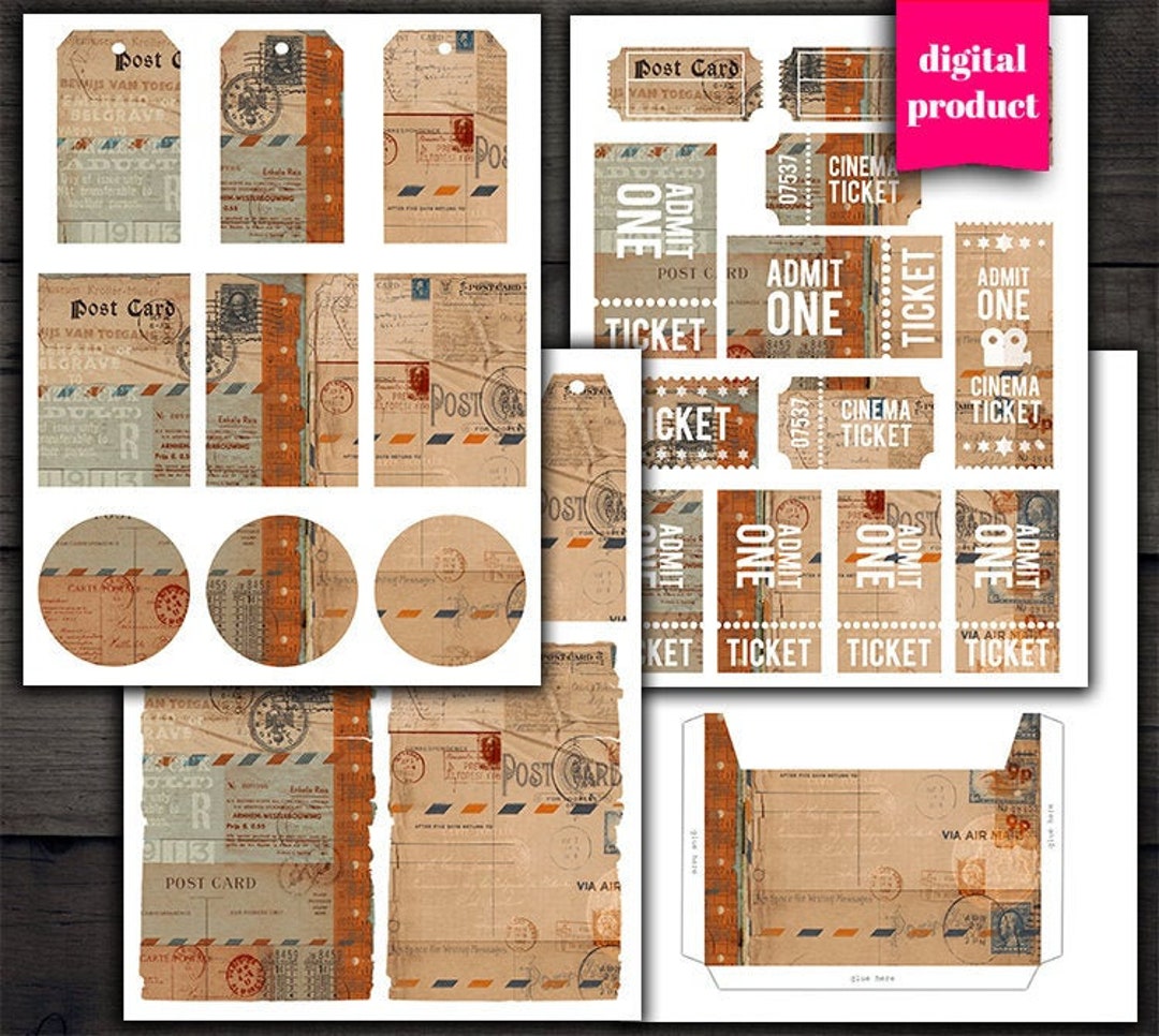 DIGITAL Vintage Postal Junk Journal Kit Download - Printable Grunge ...