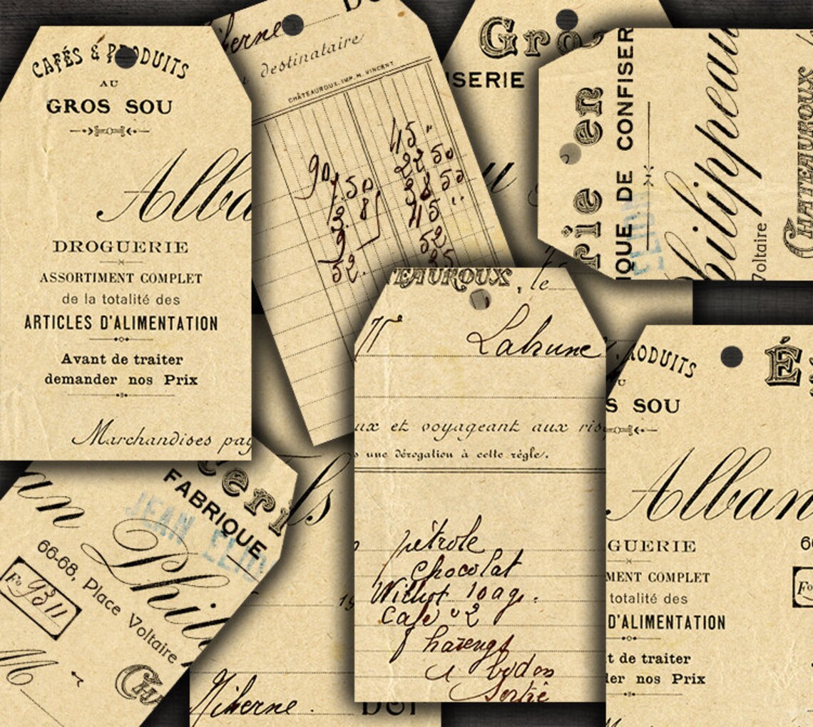 DIGITAL Vintage Ephemera Tags Digital Collage Sheet Download - Etsy