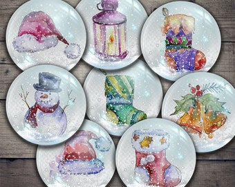 DIGITAL Printable Glass Christmas Ornaments - Digital Collage Sheet download - VBM1584