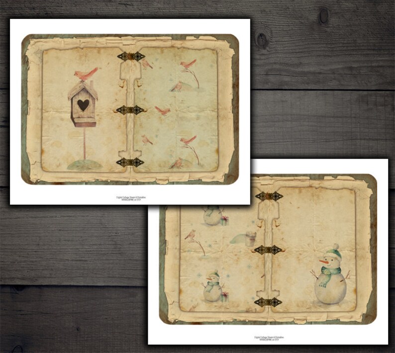 DIGITAL Winter Junk Journal Printable Pages - Vintage Snowman Digital ...