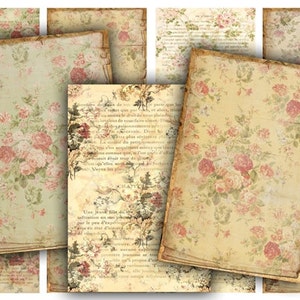 Etiquetas florales vintage: Hoja de collage digital (descarga digital)