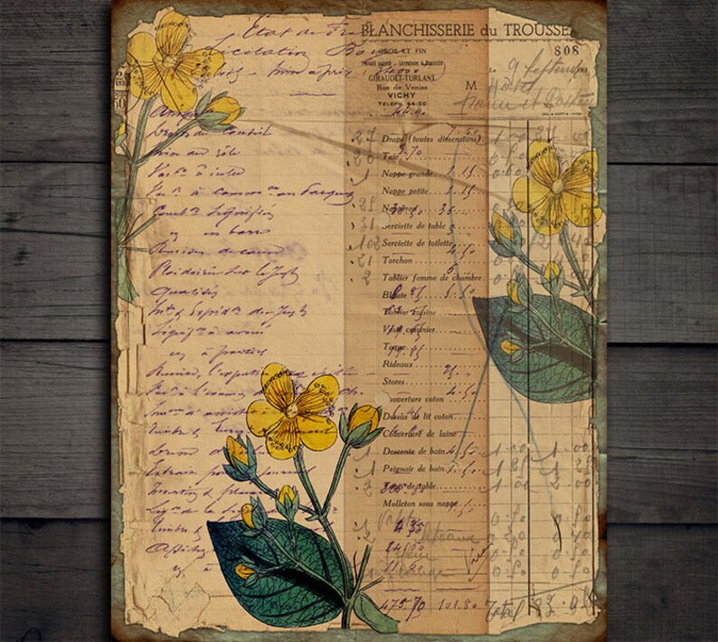 DIGITAL Vintage Botanical Junk Journal Ephemera - Digital Collage Sheet ...