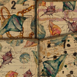 Digital Vintage Sea Shells Ephemera - Download foglio collage digitale - VBM 2014