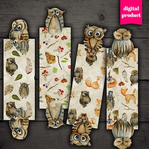 DIGITAL Owl Bookmarks - Printable Fall Bookmarks - VBM2785