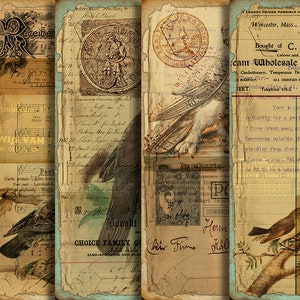 DIGITAL Vintage Grunge Vogel Ephemera - Digital Collage Sheet Download - VBM1822