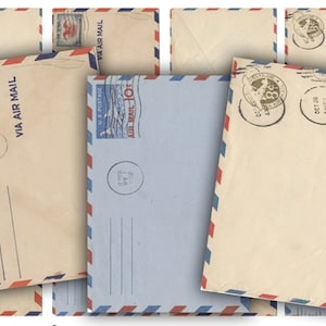 DIGITAL Digital Images - Digital Collage Sheet Download - Air Mail Envelope Tags - 396 - Digital Paper - Instant Download Printables