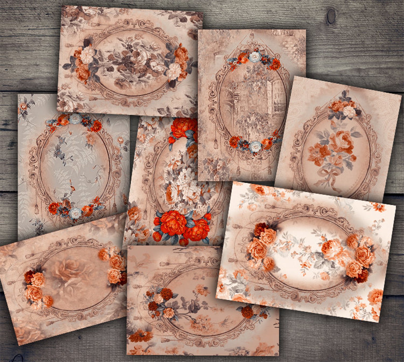 DIGITAL Vintage Rose Cards - Digital Collage Sheet Download - VBM28 - Etsy