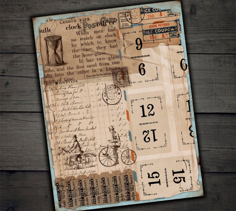 DIGITAL Vintage Grunge Ephemera - Digital Collage Sheet Download - Etsy