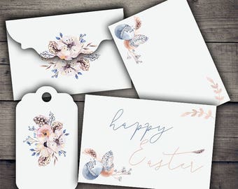 DIGITAL Easter Watercolor Envelopes, Tags & Cards - Digital Collage Sheet Printables