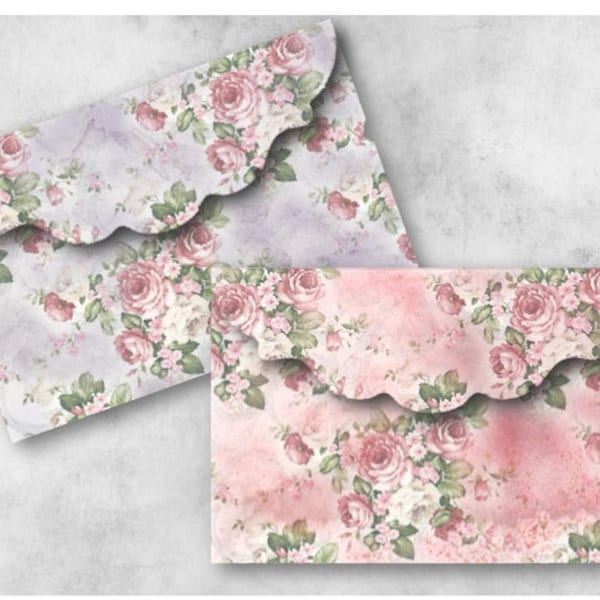 Shabby Floral Envelopes Digital Collage Sheet Download -943- Digital Paper - Instant Download Printables
