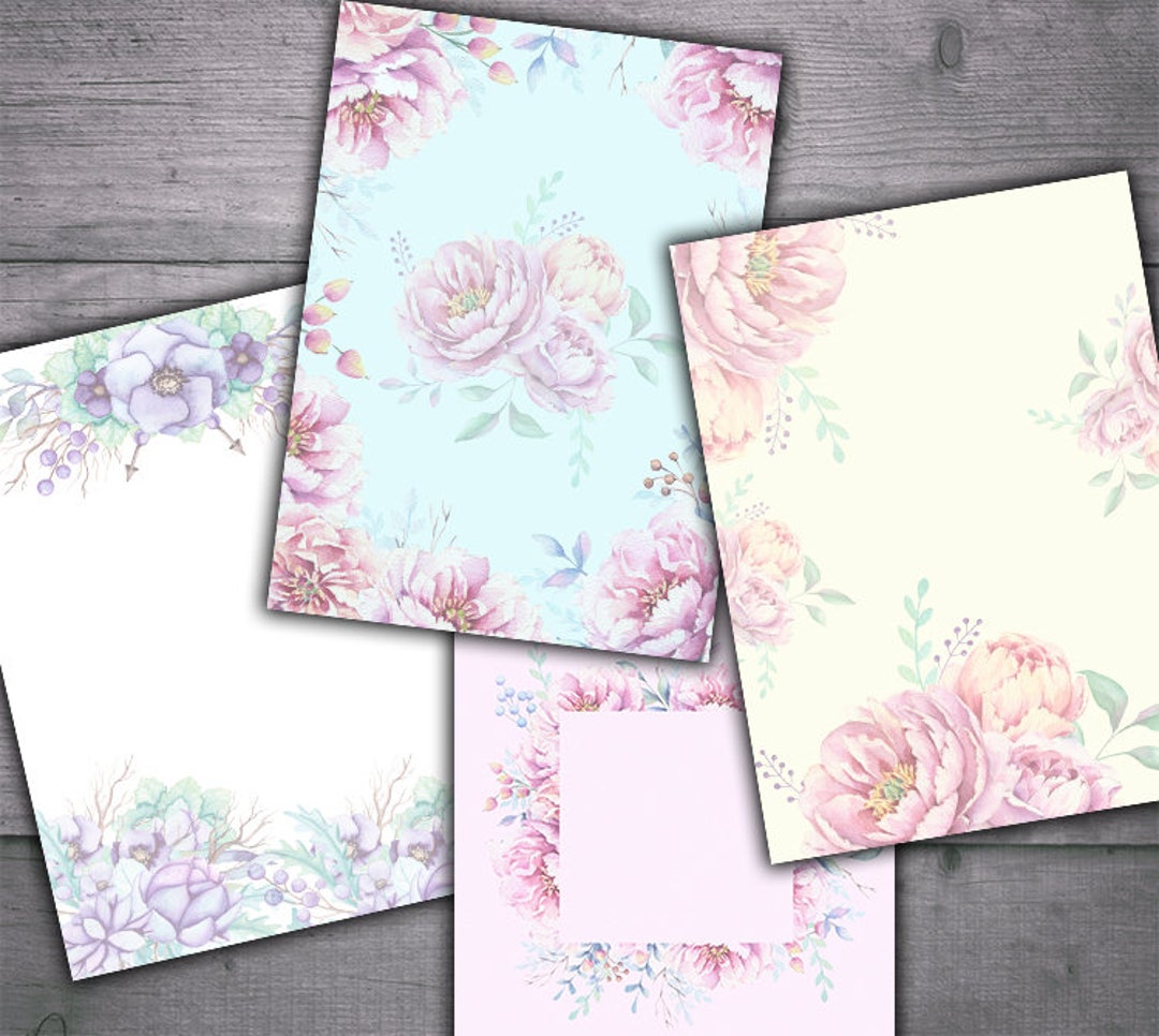 DIGITAL Watercolor Floral Backgrounds Digital Paper Instant Download
