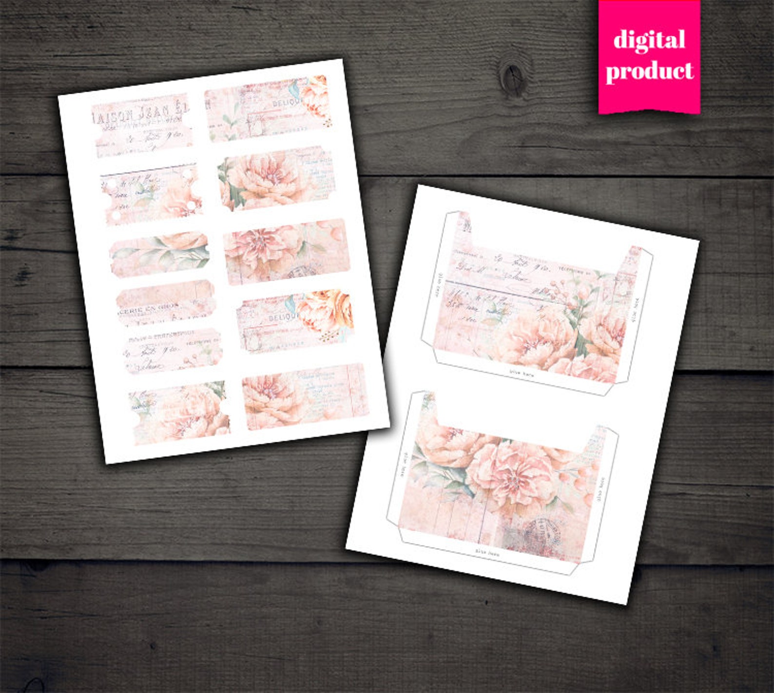 DIGITAL Floral Junk Journal Kit Download - Printable Floral Collage ...