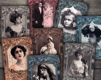 DIGITAL Victorian Ladies Old Photos - Digital Collage Sheet Download