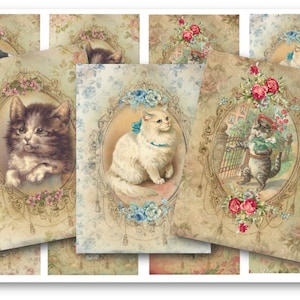 DIGITAL Vintage Cats Digital Collage Sheet Download - 759 - Digital Paper - Instant Download Printables