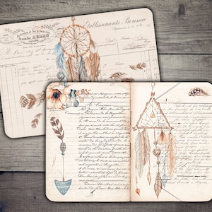 CYFROWE strony okładek dziennika Dreamcatcher Junk do wydrukowania - Papiery cyfrowe - Arkusz kolażu cyfrowego do pobrania