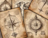 Grunge World Maps: Vintage Travel Junk Journal Kit (Digital Download)