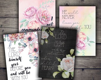 Floral Bible Verse Cards: Scripture Quote Collage (Digital Download)