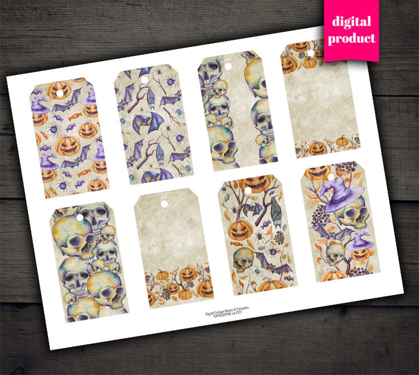 DIGITAL Halloween Gift Tags Grunge Halloween Halloween | Etsy