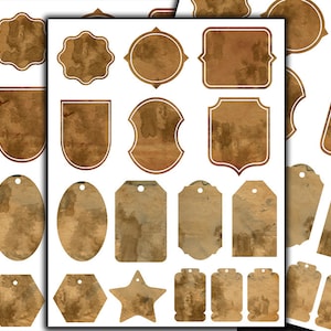 DIGITAL Junk Journal Vintage Stained Printables - Digital Collage Sheet Download