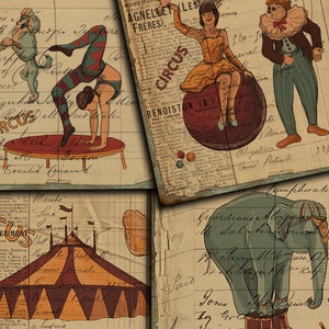 DIGITAL Vintage Circus Junk Journal Ephemera - Digital Collage Sheet Download - VBM1930