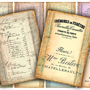 French Ephemera Tags: Vintage Collage Sheet (Digital Download)