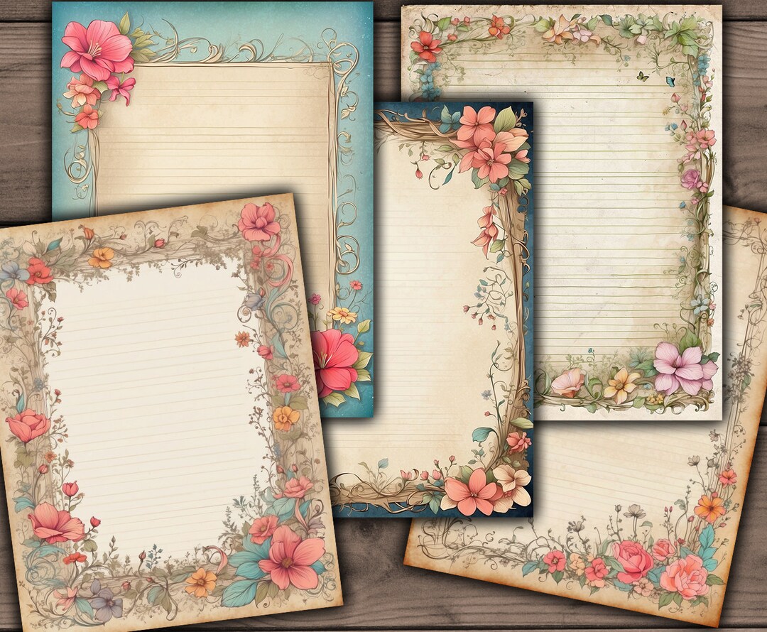 Floral Planner Pages: Vintage Printable Lined Paper (digital Download ...