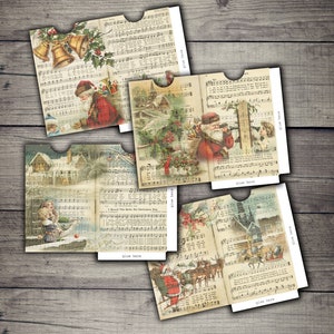 Buste natalizie vintage stampabili digitali - Download foglio collage digitale