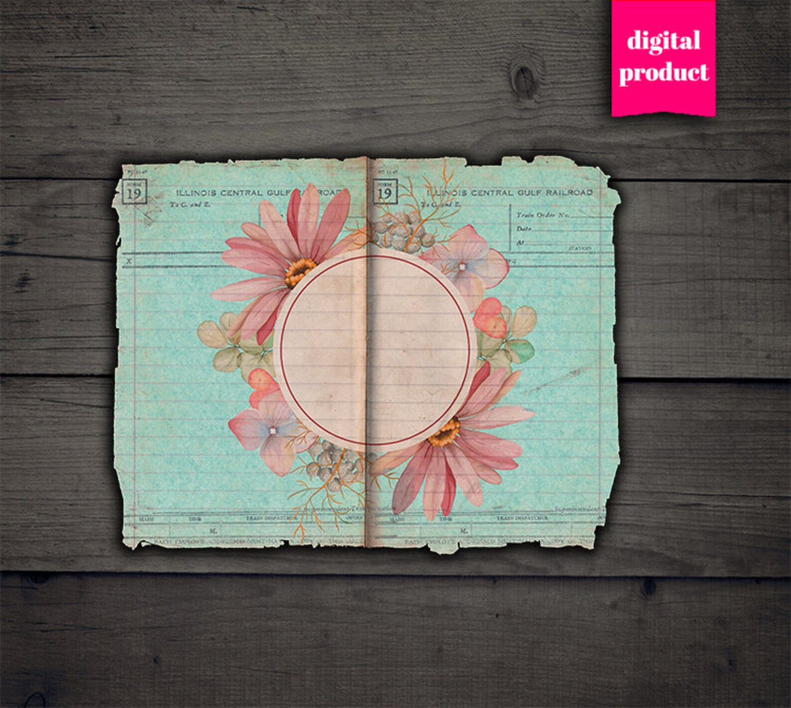 DIGITAL Grunge Floral Junk Journal Pages Printable Grunge | Etsy