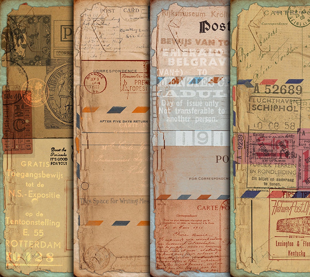 DIGITAL Vintage Grunge Postal Ephemera - Digital Collage Sheet Download ...