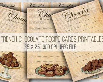DIGITAL Vintage Dessert Recipe Cards - Digital Collage Sheet Download - 1015 - Digital Paper - Instant Download Printables