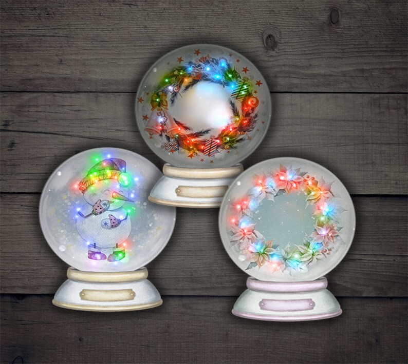 DIGITAL Christmas Lights Snow Globes Digital Collage Sheet Etsy Digital christmas lights snow globes digital collage sheet etsy