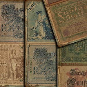 DIGITALE Antike Geldscheine - Altes Papier Junk Journal Ephemera Download - VBM 2096