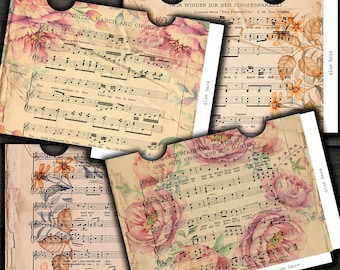 DIGITAL Vintage Floral Envelopes  - Digital collage sheet download