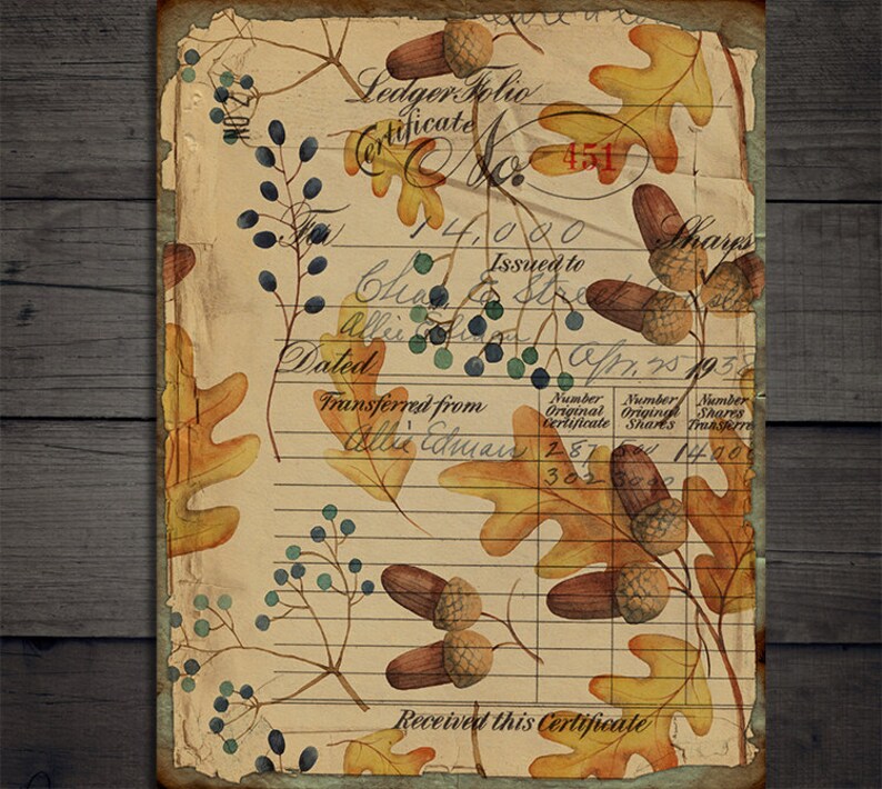 DIGITAL Vintage Fall Junk Journal Ephemera Digital Paper Download VBM1899