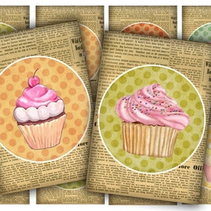 DIGITAL Cupcake Polka Dot Tags Digital Collage Sheet Download - 411 - Digital Paper - Instant Download Printables