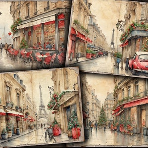 Junk journal, Paris, Christmas, Vintage, Digital Christmas, clipart, Printable, Download, Christmas Images, Scrapbooking Paper - VBM3111