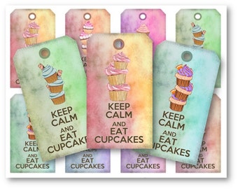 DIGITAL Keep Calm and Eat Cupcake Digital Collage Sheet Download - 227 - Digital Paper - Instant Download Printables