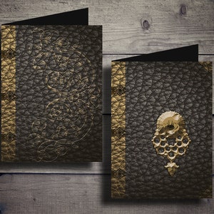 Vintage Gold Leather Journal Covers: Digital Collage Sheet (Digital Download)