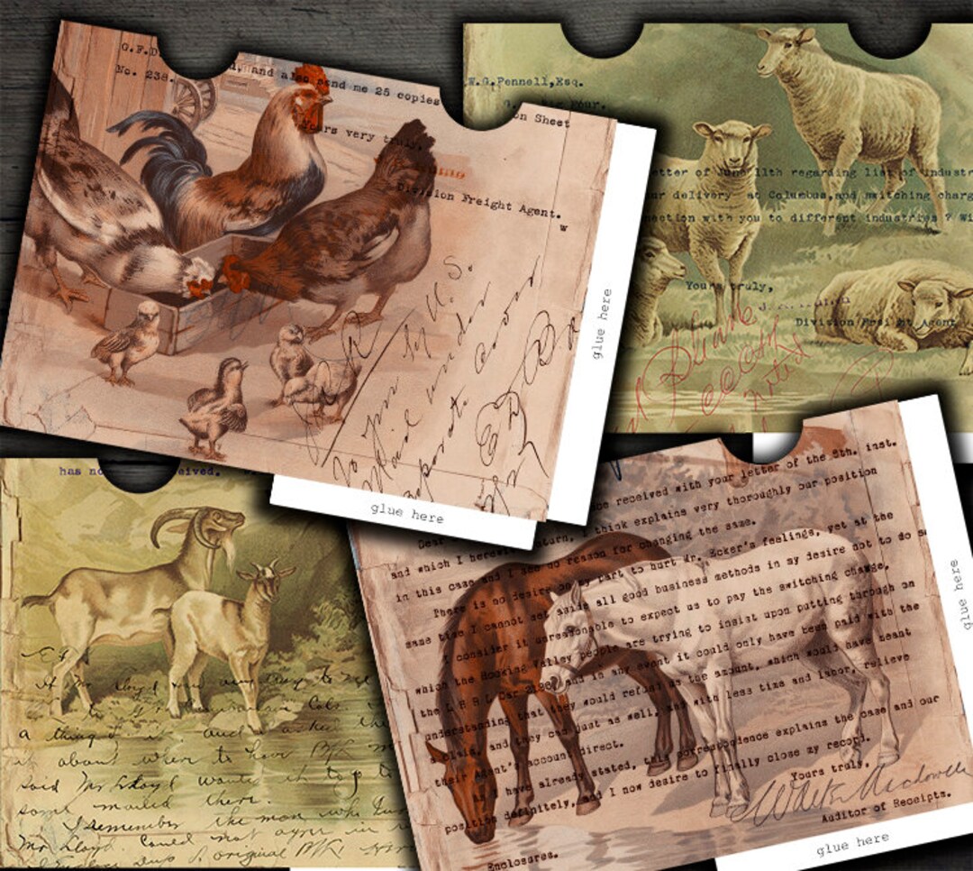 DIGITAL Vintage Farm Envelopes - Digital Collage Sheet Download - Etsy