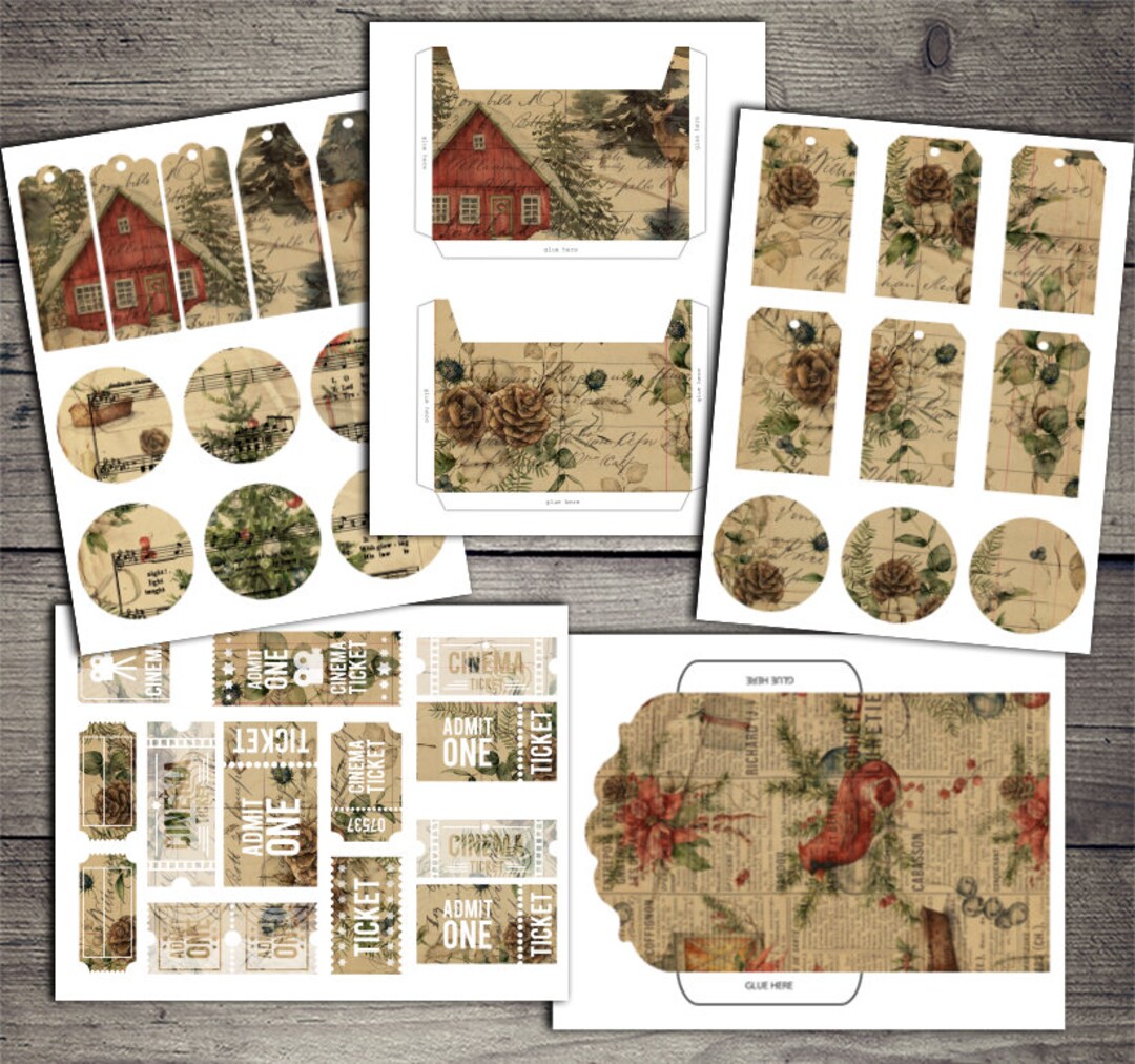 DIGITAL Vintage Christmas Digital Junk Journal Kit - Printable ...
