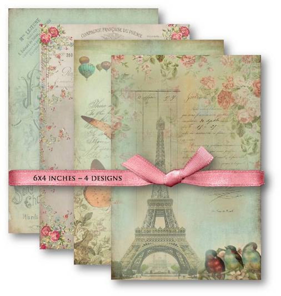 Vintage French Ephemera: Eiffel Tower Digital Collage Sheet (digital ...
