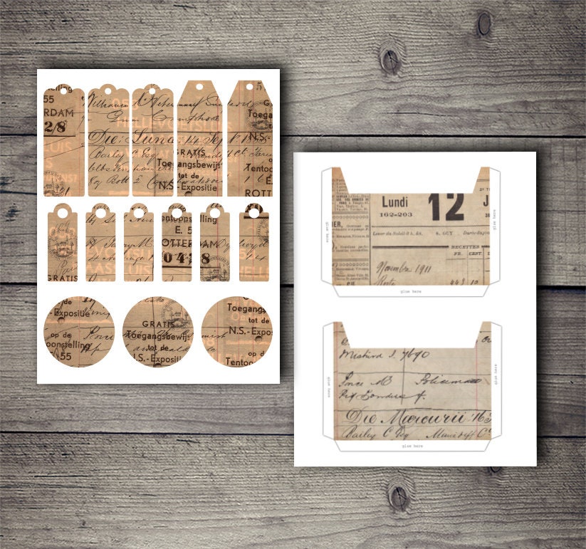 DIGITAL Digital Vintage Ephemera Junk Journal Kit - Printable Tags ...