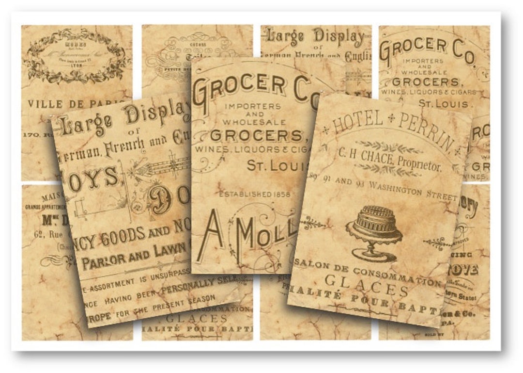 Vintage Ephemera Labels: Digital Collage Sheet (digital Download) - Etsy