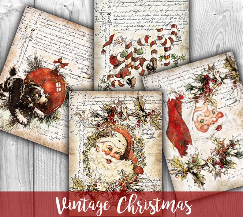 Download Digital Vintage Christmas Digital Collage Sheet Download Etsy