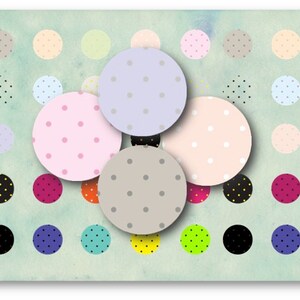 DIGITAL Polka Dot 1 inch Circle for Jewelry Pendants Digital Collage Sheet Download 418 Instant Download Printables image 2