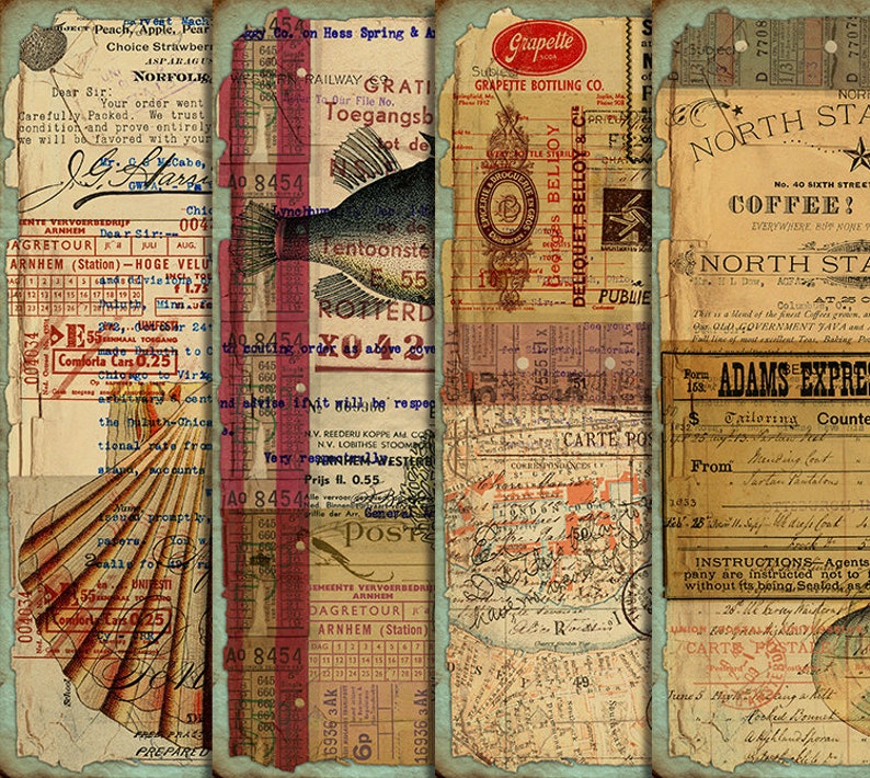 DIGITAL Vintage Grunge Sea Ephemera - Digital Collage Sheet Download ...