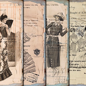 DIGITAL Vintage Grunge Fashion Ephemera - Digital Collage Sheet Download
