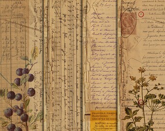 DIGITAL Vintage Botanical Junk Journal Ephemera - Digital Collage Sheet ...