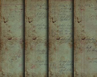 DIGITAL Grunge Junk Journal Ephemera - Printable Antique Ledgers - Vintage Documents Download - VBM2040