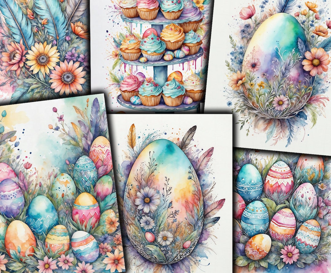 Easter Digital Scrapbook Paper: Floral Egg Clipart (digital Download ...